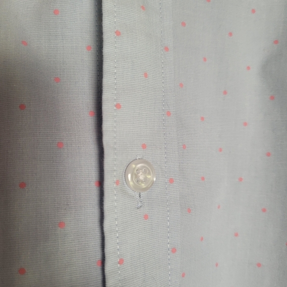 Old Navy Men's The Signature Shirt Baby Blue Pink Micro Dot Long Sleeve Size XXL - Picture 4 of 9